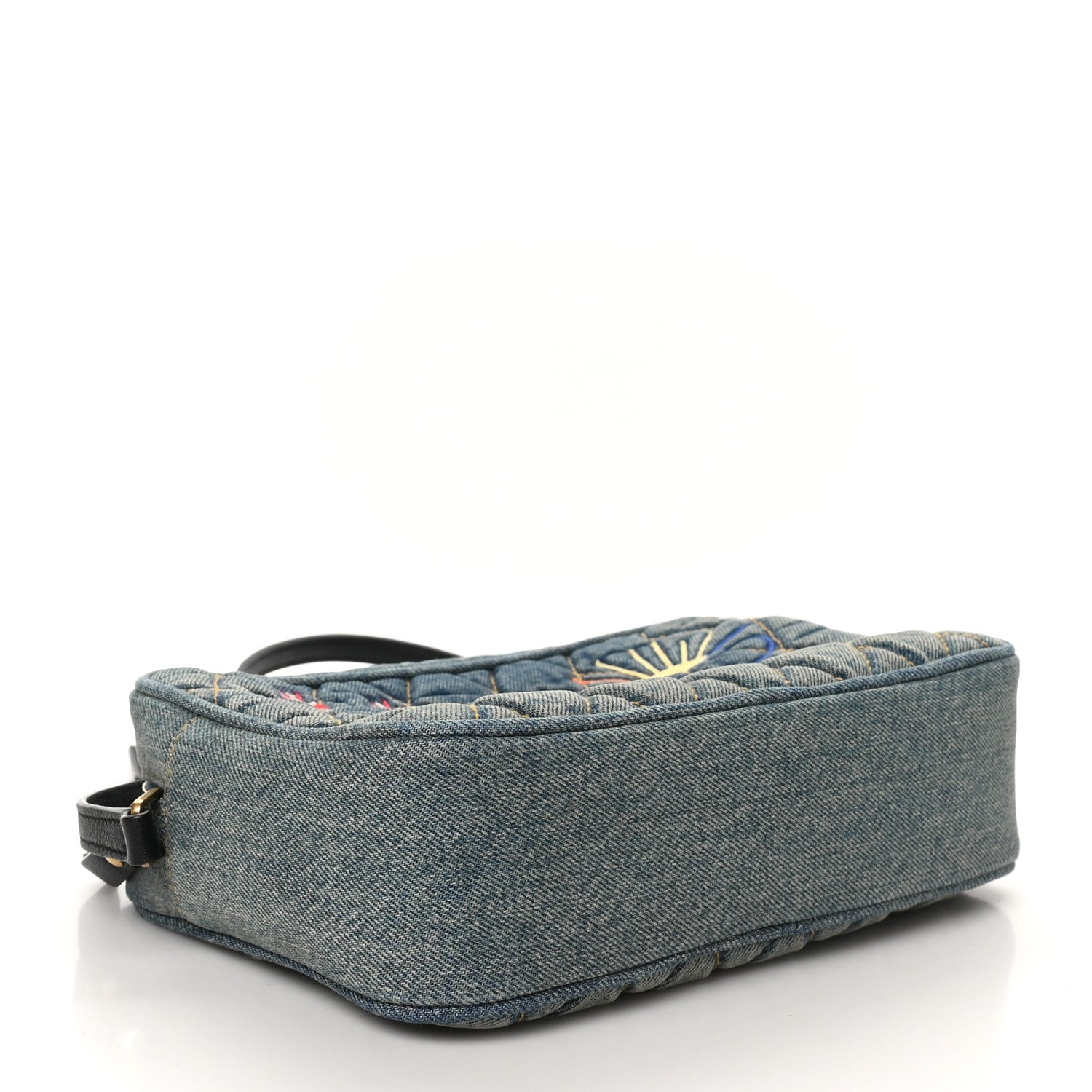 Saint Laurent Denim Matelasse Quilted Summer Embroidered Classic Monogram Camera Bag Blue 4 of 10