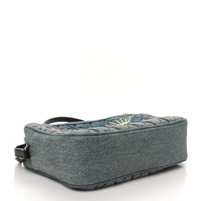Saint Laurent Denim Matelasse Quilted Summer Embroidered Classic Monogram Camera Bag Blue 4 of 10