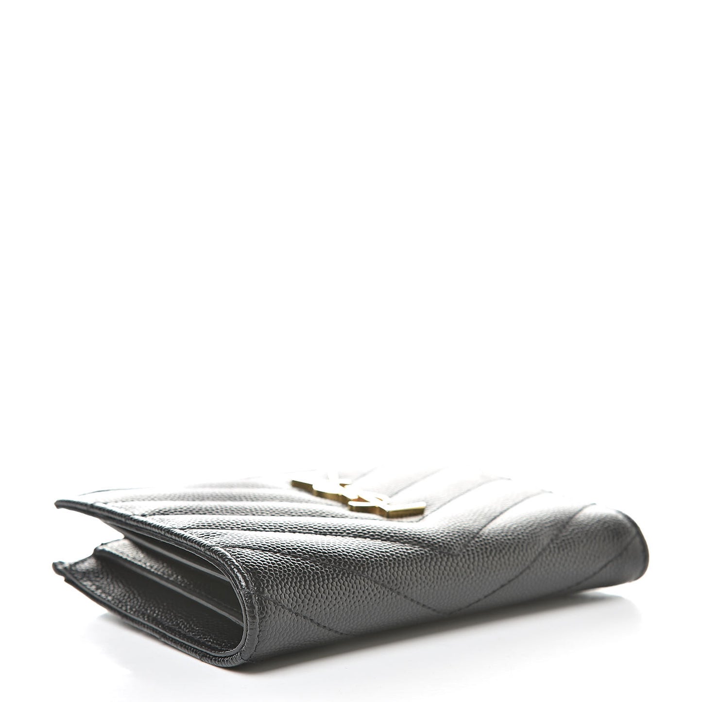 Grain De Poudre Matelasse Chevron Monogram Zipped Two-Part Wallet Black