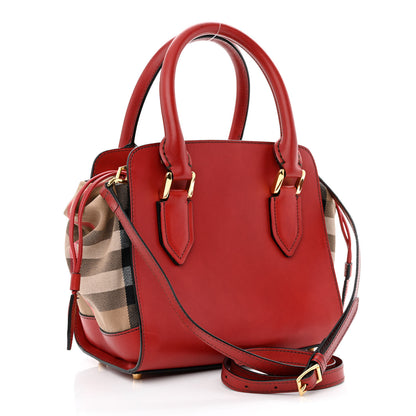 Burberry Calfskin House Check Small Dinton Tote Red 3 of 13