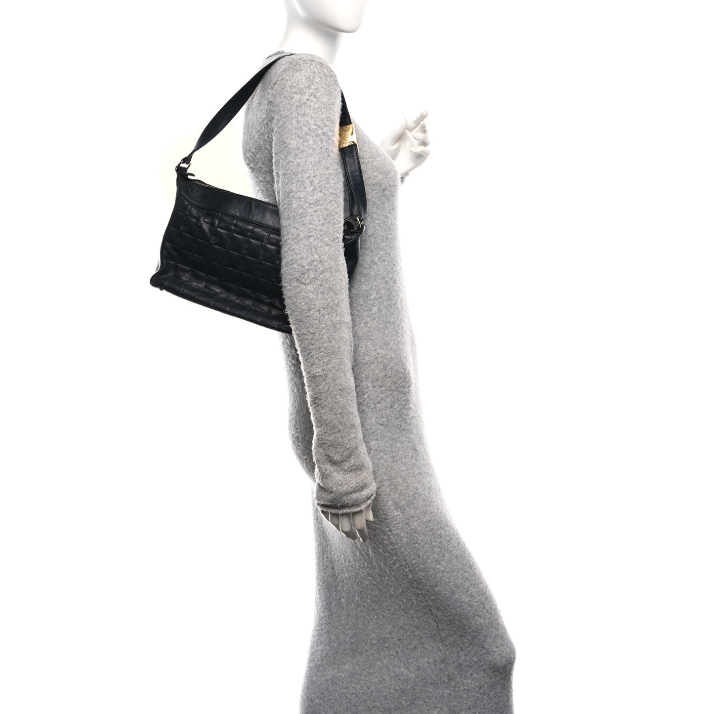 Lambskin Quilted Medium Chocolate Bar Shoulder Bag Black