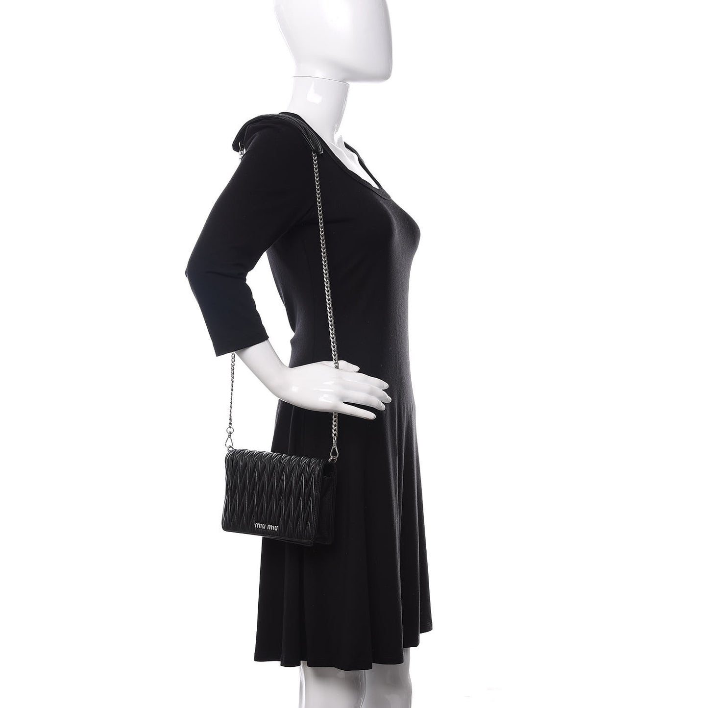 Nappa Matelasse Chain Shoulder Bag Black