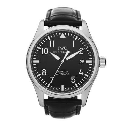 IWC Stainless Steel Alligator 39mm Pilot Mark XVI Automatic Watch Black IW325501 1 of 7