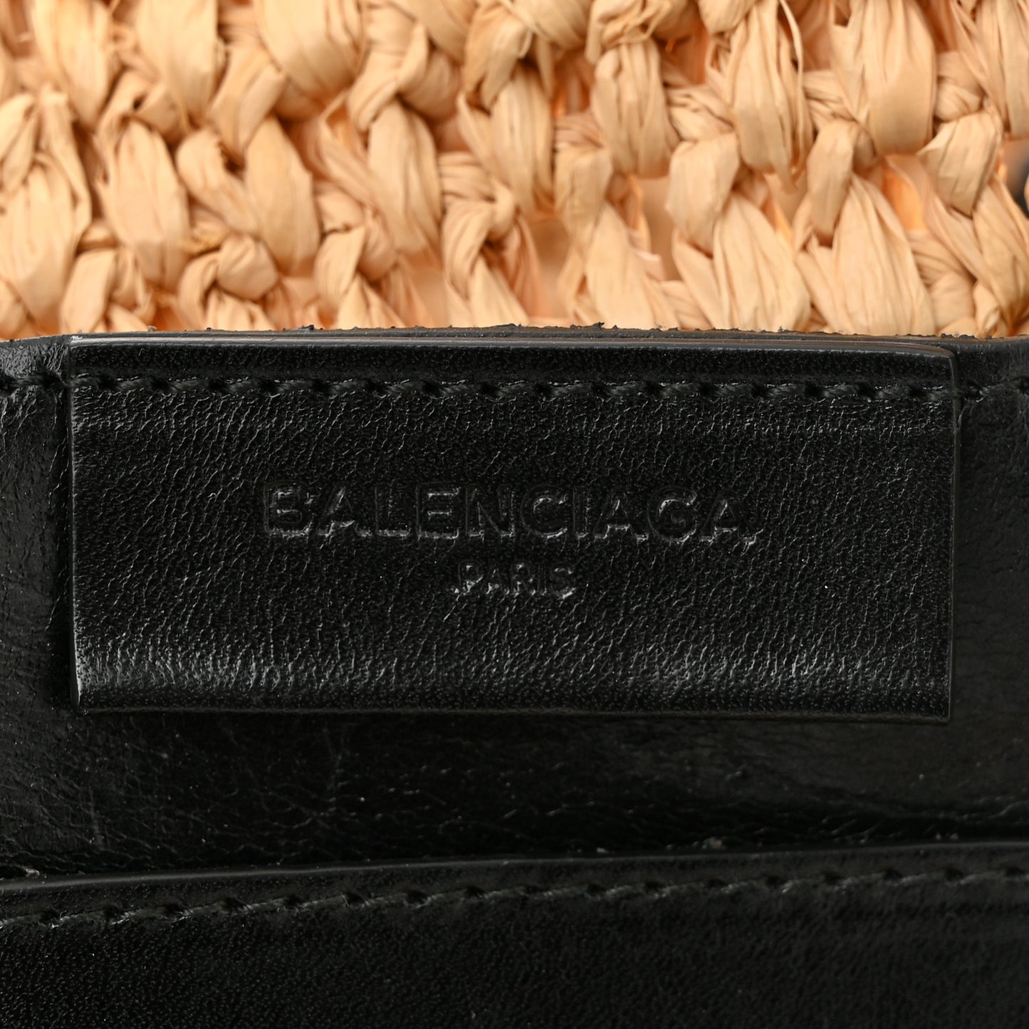 Raffia Woven Large Panier Tote Natural Black
