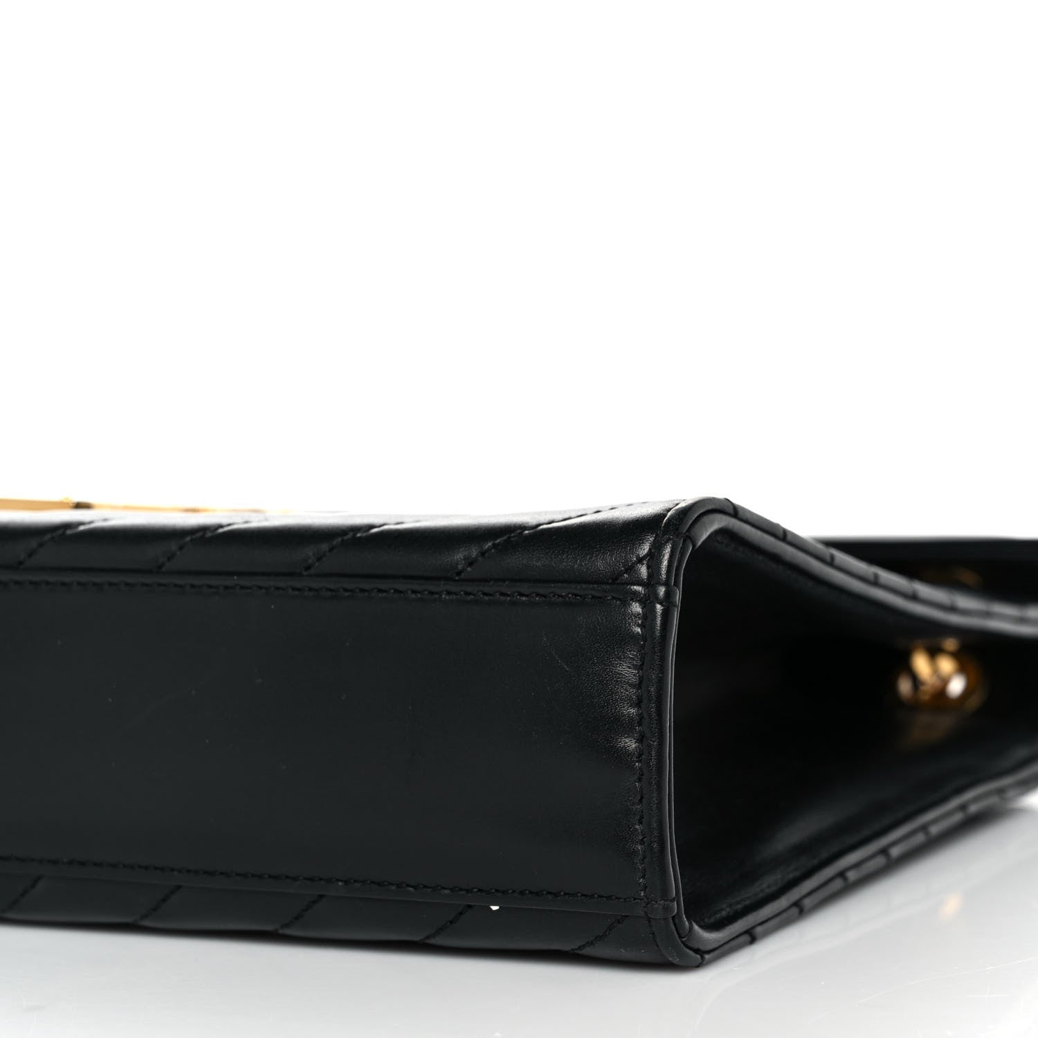 Saint Laurent Smooth Calfskin Matelasse Chevron Large Monogram Satchel Black 9 of 9
