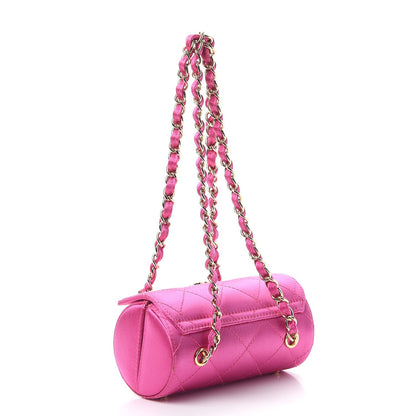 Chanel Satin Quilted Evening Bag Fuchsia 4 of 9
