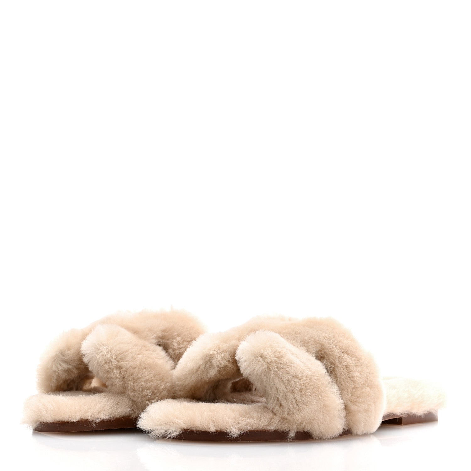 Hermes Woolskin Oran Sandals 37.5 Beige Argile 3 of 8