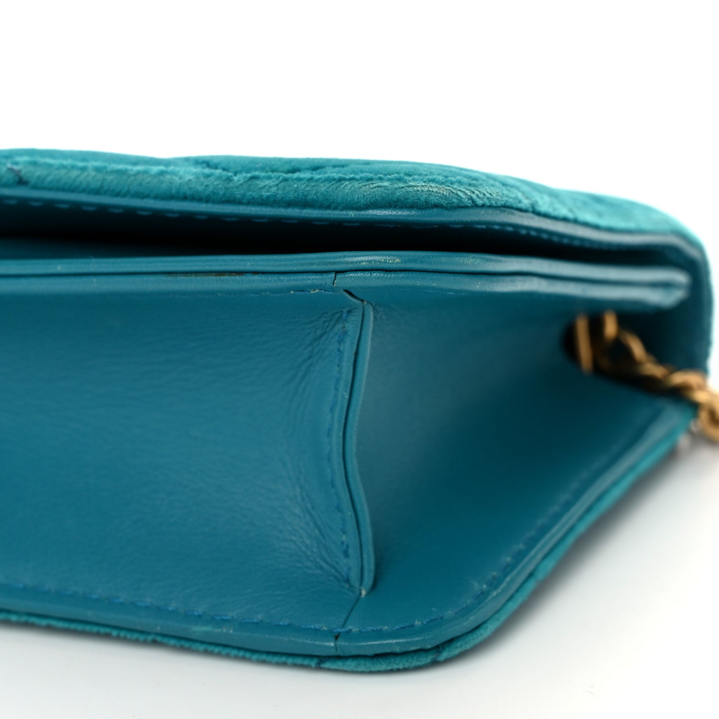 Velvet Matelasse GG Marmont Mini Bag Pavone Cyan