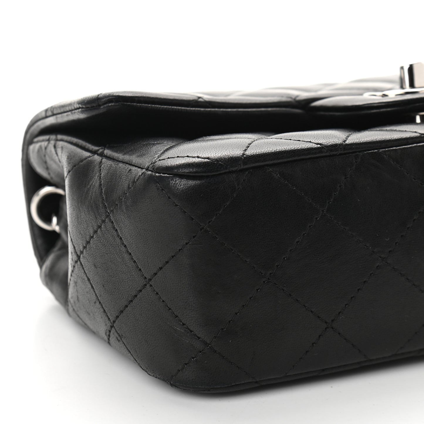 Lambskin Quilted Mini Rectangular Flap Black