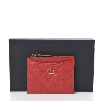 Chanel Caviar Quilted CC Zip Card Holder Red 8 of 8