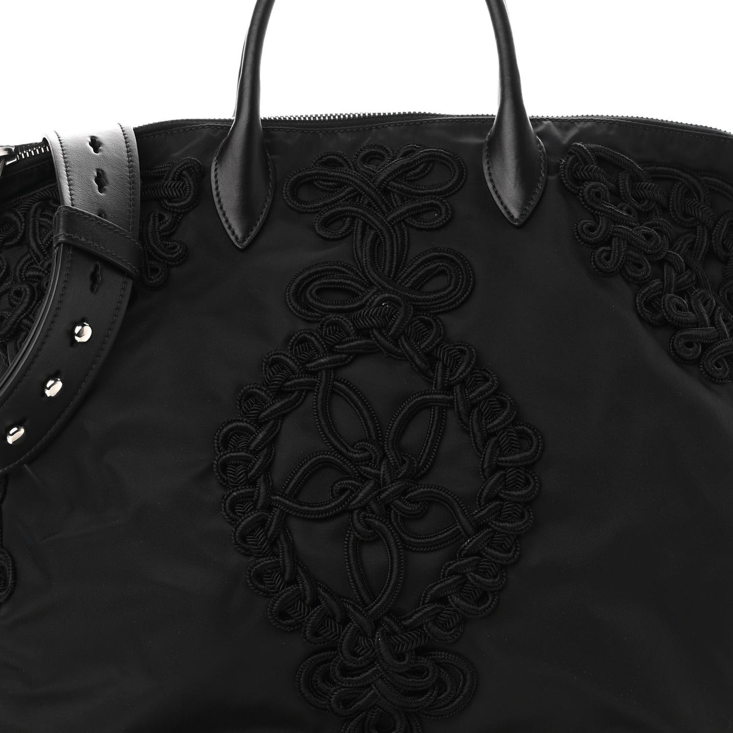 Tessuto Nylon Passama Embroidered Shopping Tote Black