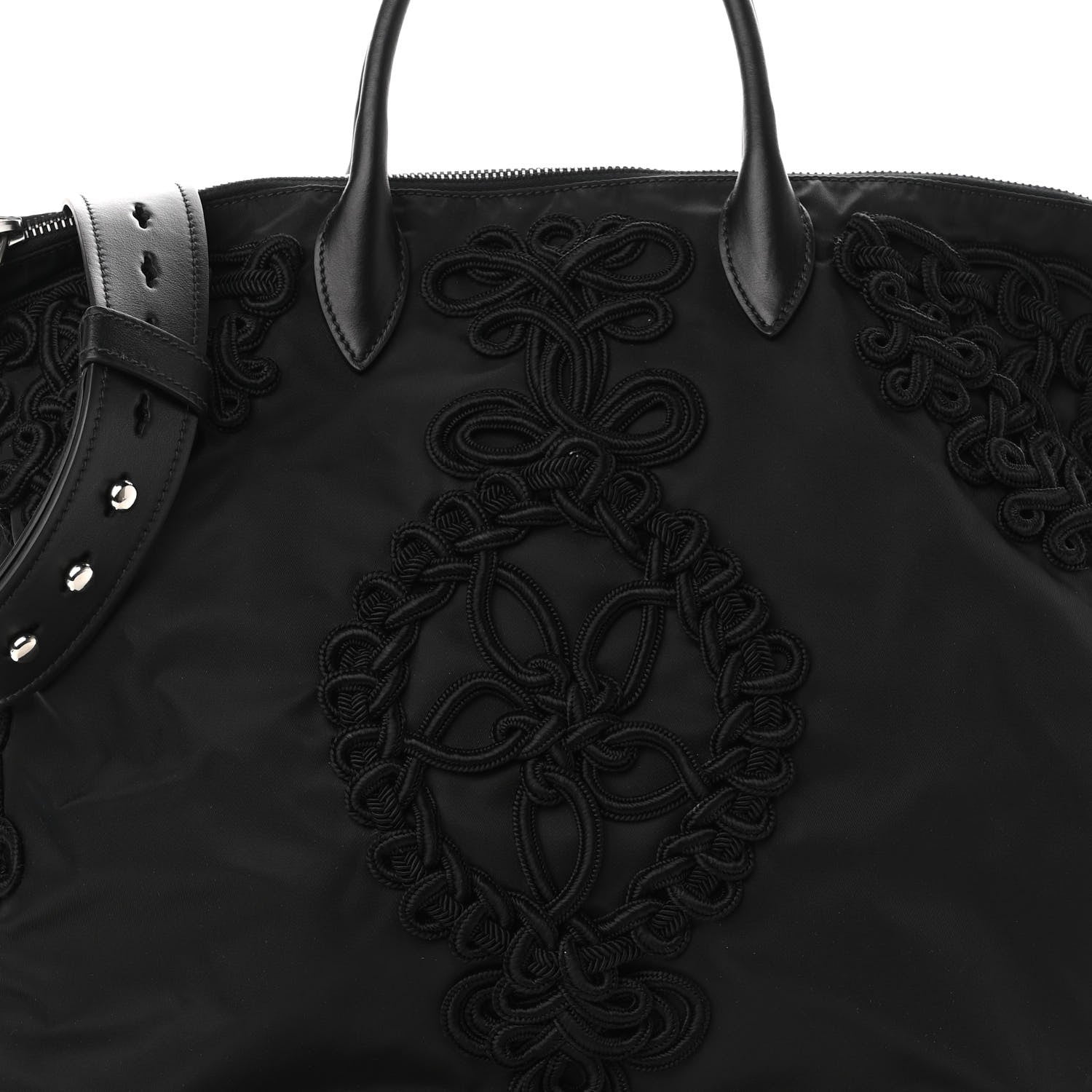 Prada Tessuto Nylon Passama Embroidered Shopping Tote Black 7 of 9