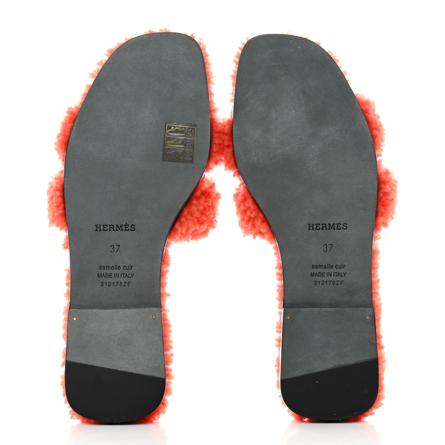 Hermes Woolskin Oran Sandals 37 Orange 5 of 9