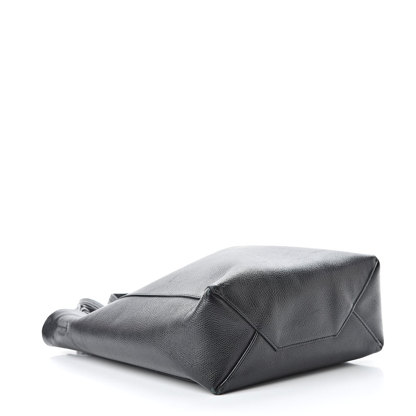 Grained Calfskin Small Vertical Cabas Black