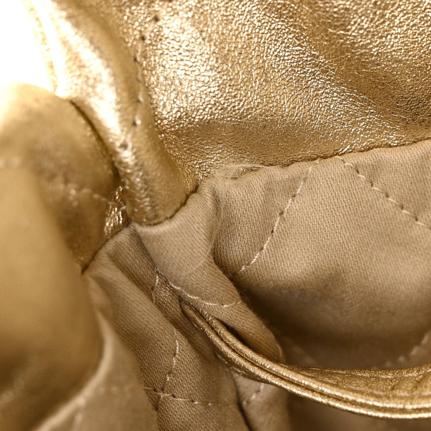Metallic Calfskin Quilted Small Chanel 22 Light Gold