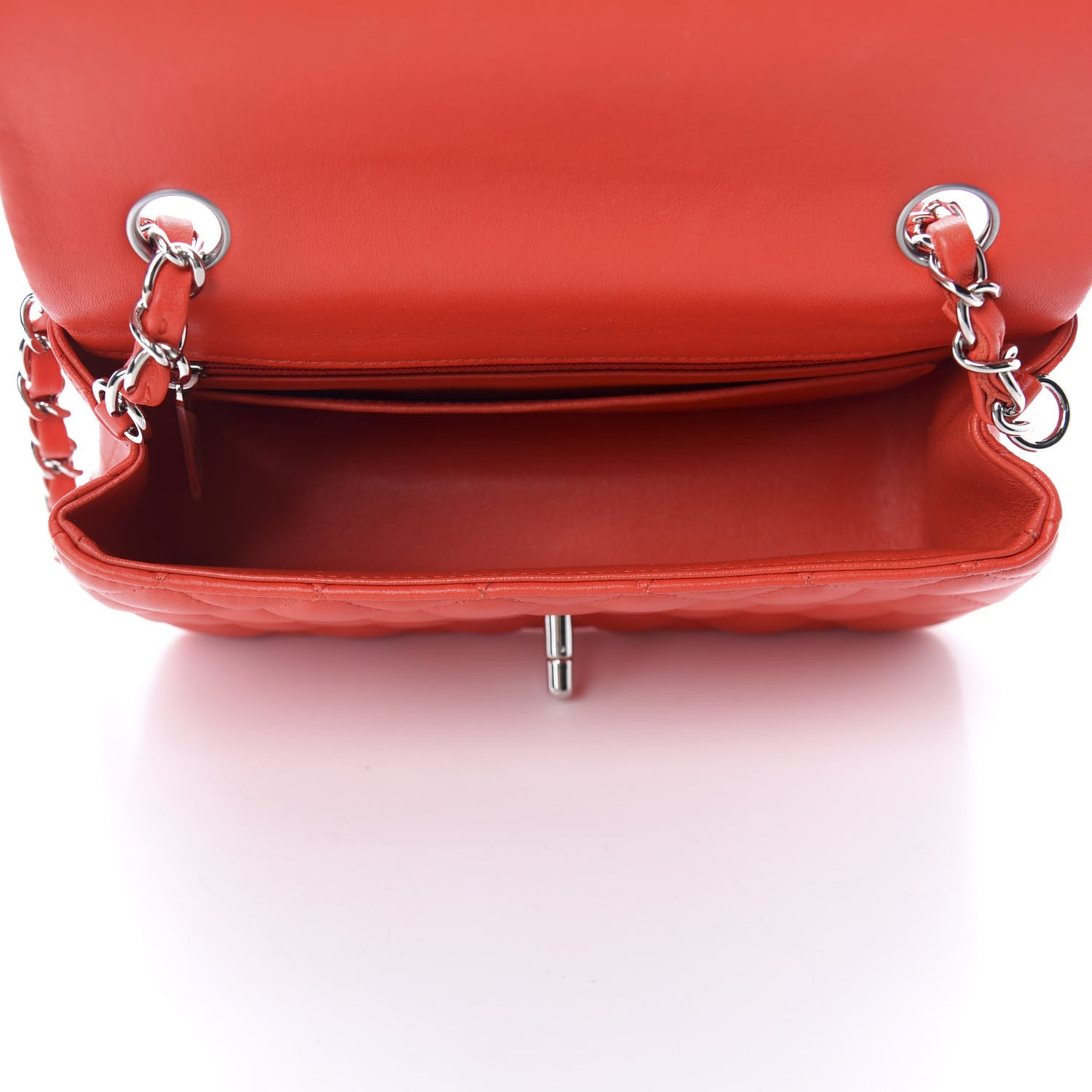 Lambskin Quilted Mini Rectangular Flap Red