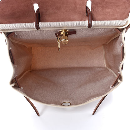 Hermes Toile Calfskin Herbag 39 GM Natural 6 of 8