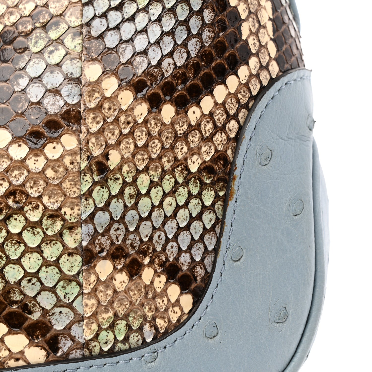 Gucci Snakeskin Ostrich Calfskin Small Jackie 1961 Hobo Blue Multicolor 10 of 10