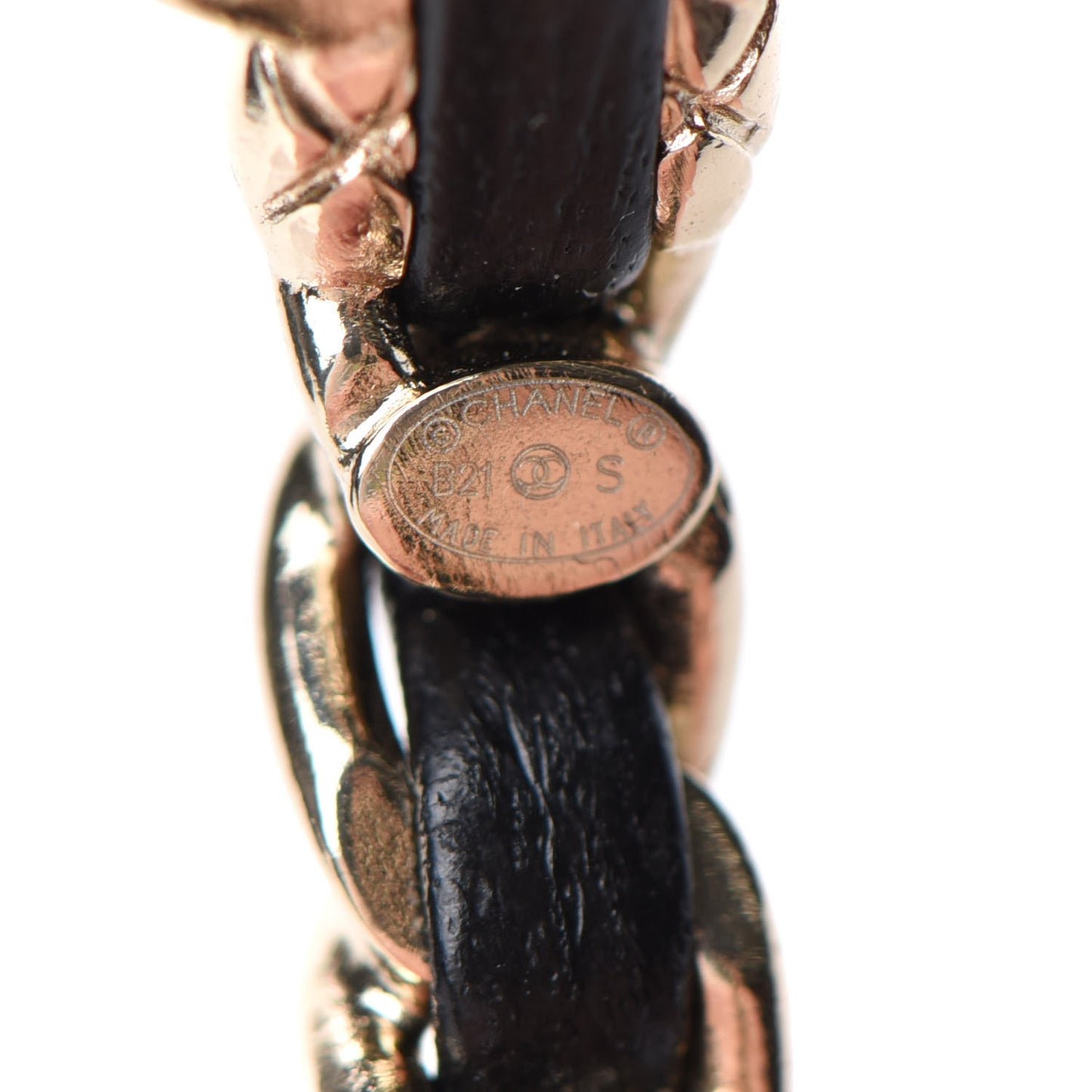 Lambskin CC Turnlock Chain Hoop Earrings Gold Black