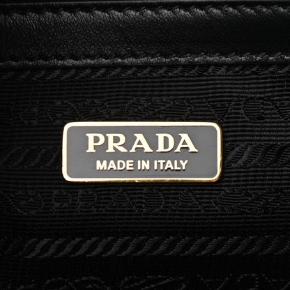 Prada Saffiano Lux Metal Triangle Logo Large Shoulder Tote Handbag Black 6 of 9