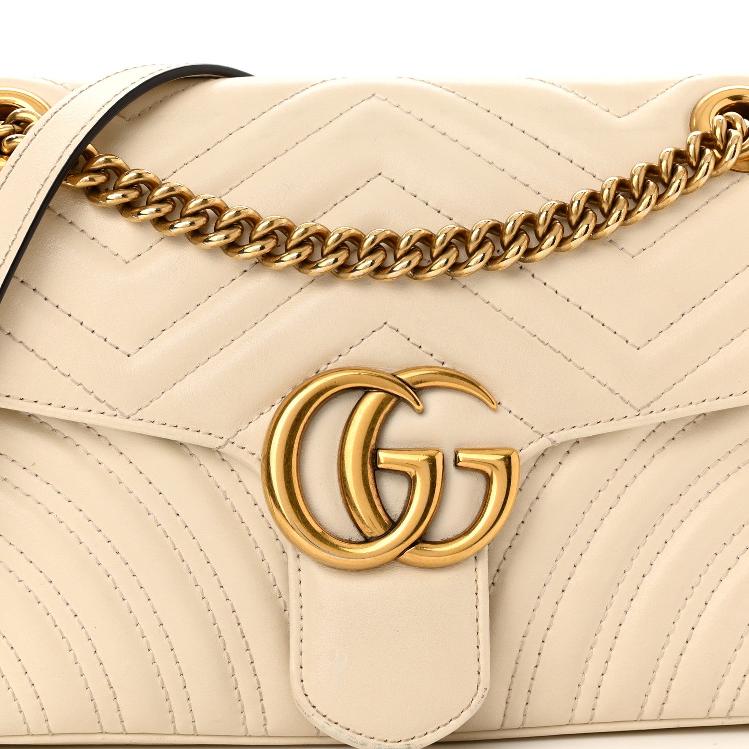 Gucci Calfskin Matelasse Small GG Marmont Shoulder Bag White 8 of 10