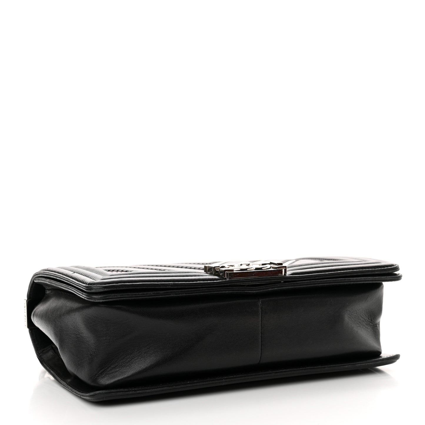 Lambskin Iridescent PVC Chevron Quilted Medium Boy Flap Black Silver