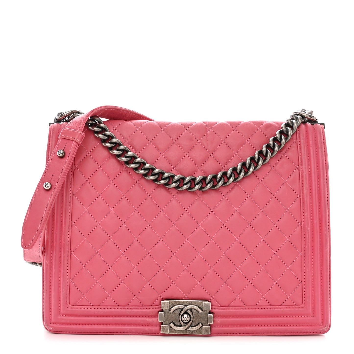 Calfskin Quilted Large Boy Flap Pink