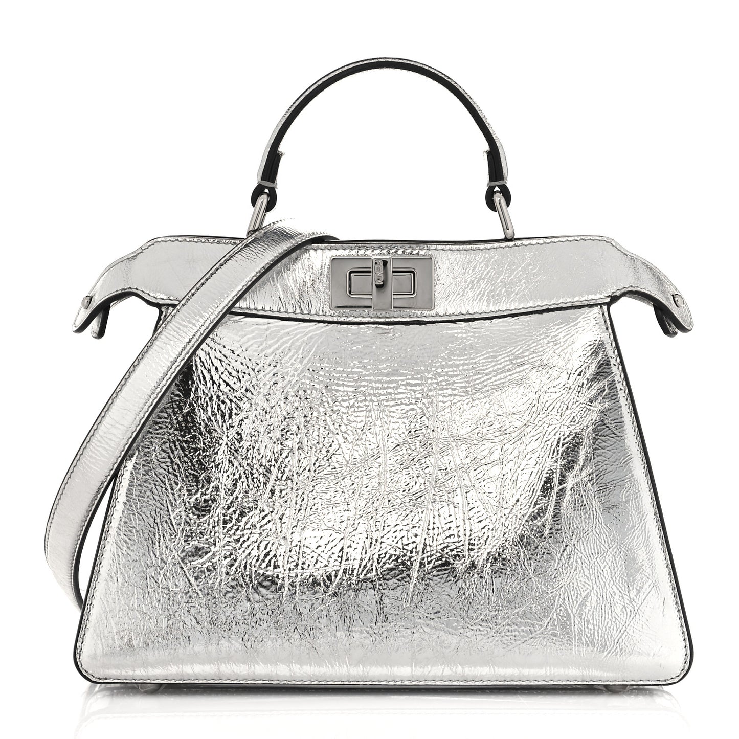 Rock Millenium Laminata Small Peekaboo I SEE U Satchel Argento