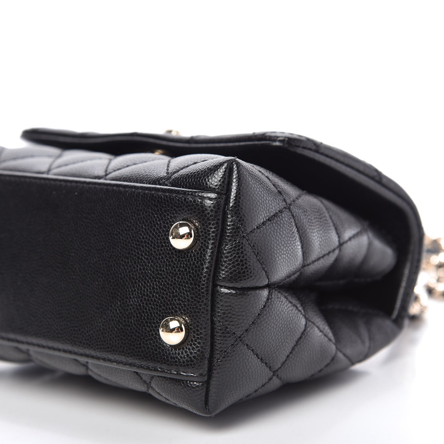 Caviar Lizard Embossed Quilted Extra Mini Coco Handle Flap Black
