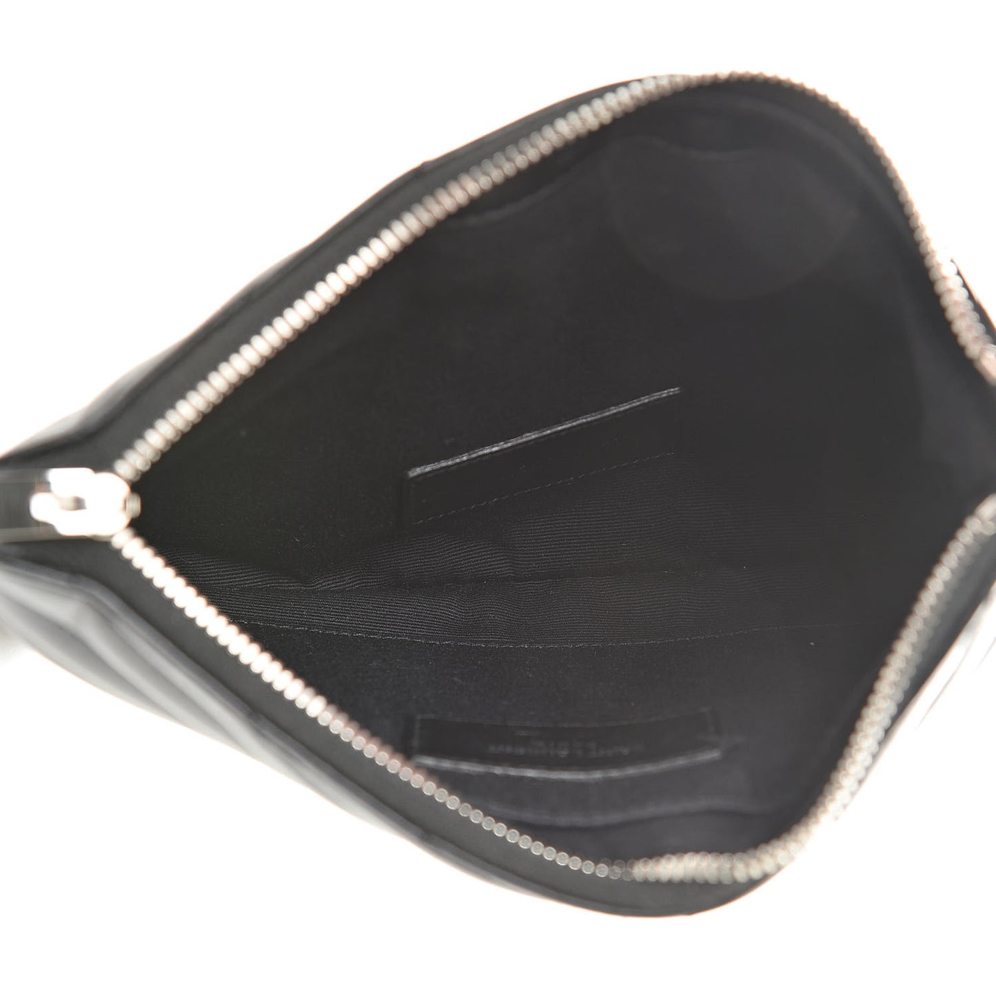 Calfskin Matelasse Chevron Monogram Pouch Black