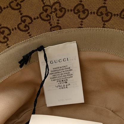 Gucci Monogram Textured Dollar Calfskin GG Jago Bucket Hat XL Cacao Beige 9 of 11