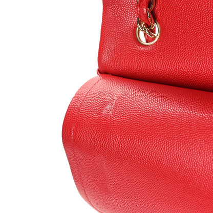 Chanel Caviar Quilted Jumbo Double Flap Red 10 of 10
