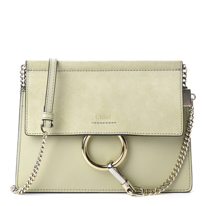 Chloe Calfskin Suede Medium Faye Shoulder Bag Eucalyptus 1 of 10