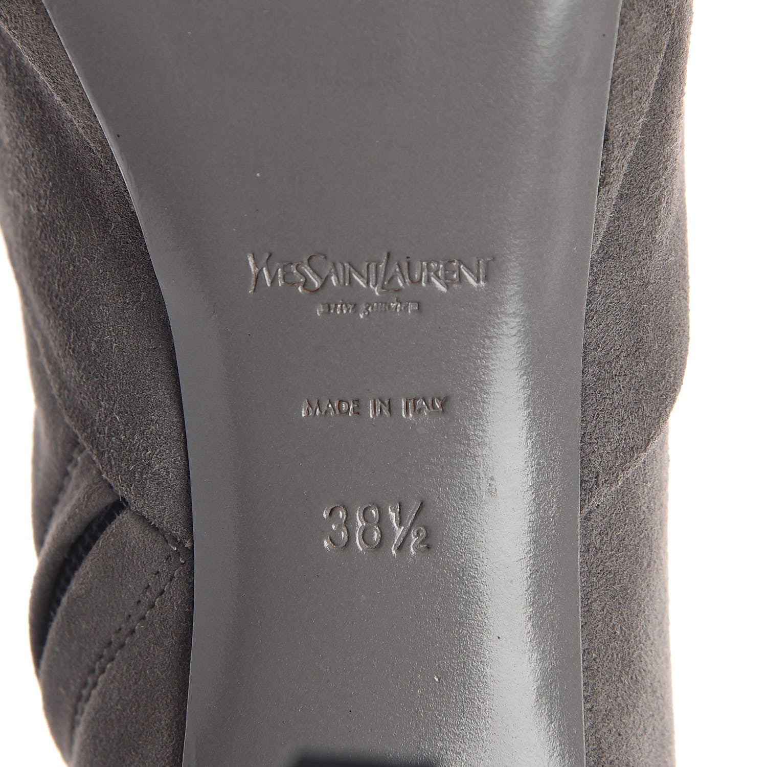 Saint Laurent Suede Knee High Boots 38.5 Grey 9 of 16