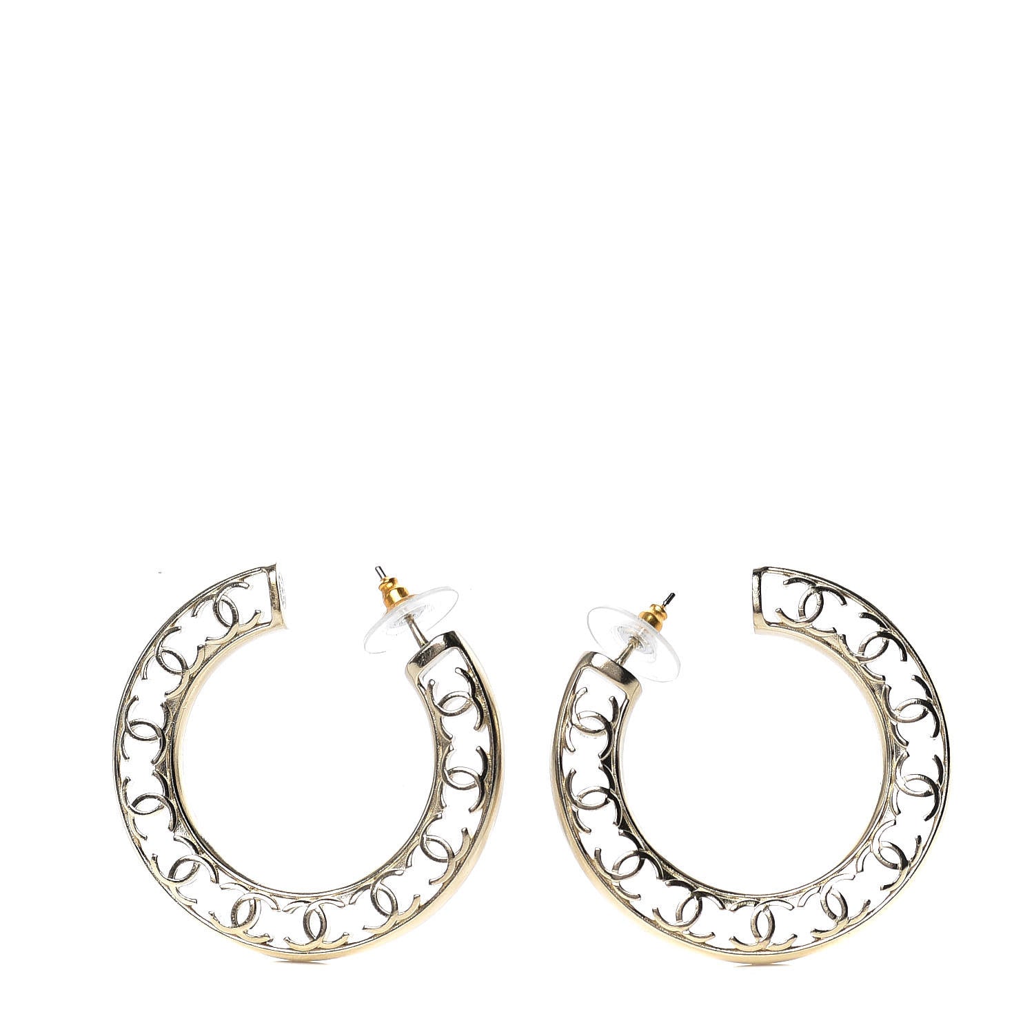 Chanel CC Hoop Earrings Gold 3 of 9