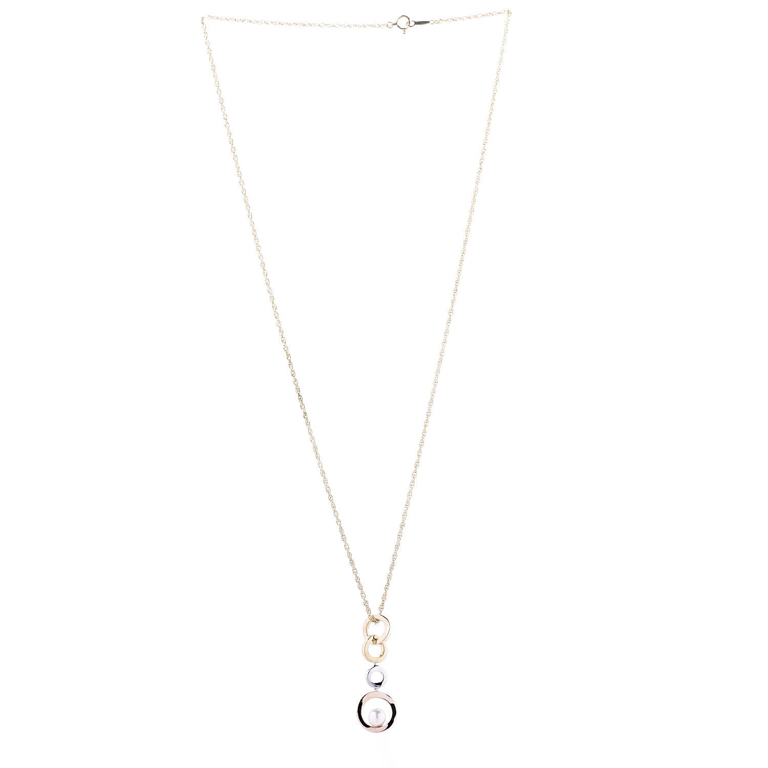 Mikimoto 18K White Yellow Pink Gold Akoya Pearl Circle Drop Pendant Necklace 3 of 7