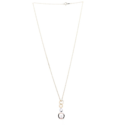 Mikimoto 18K White Yellow Pink Gold Akoya Pearl Circle Drop Pendant Necklace 3 of 7