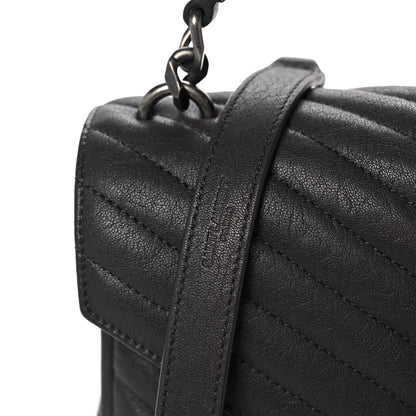 Saint Laurent Sheepskin Matelasse Chevron Monogram Medium College Bag Asphalt 9 of 12