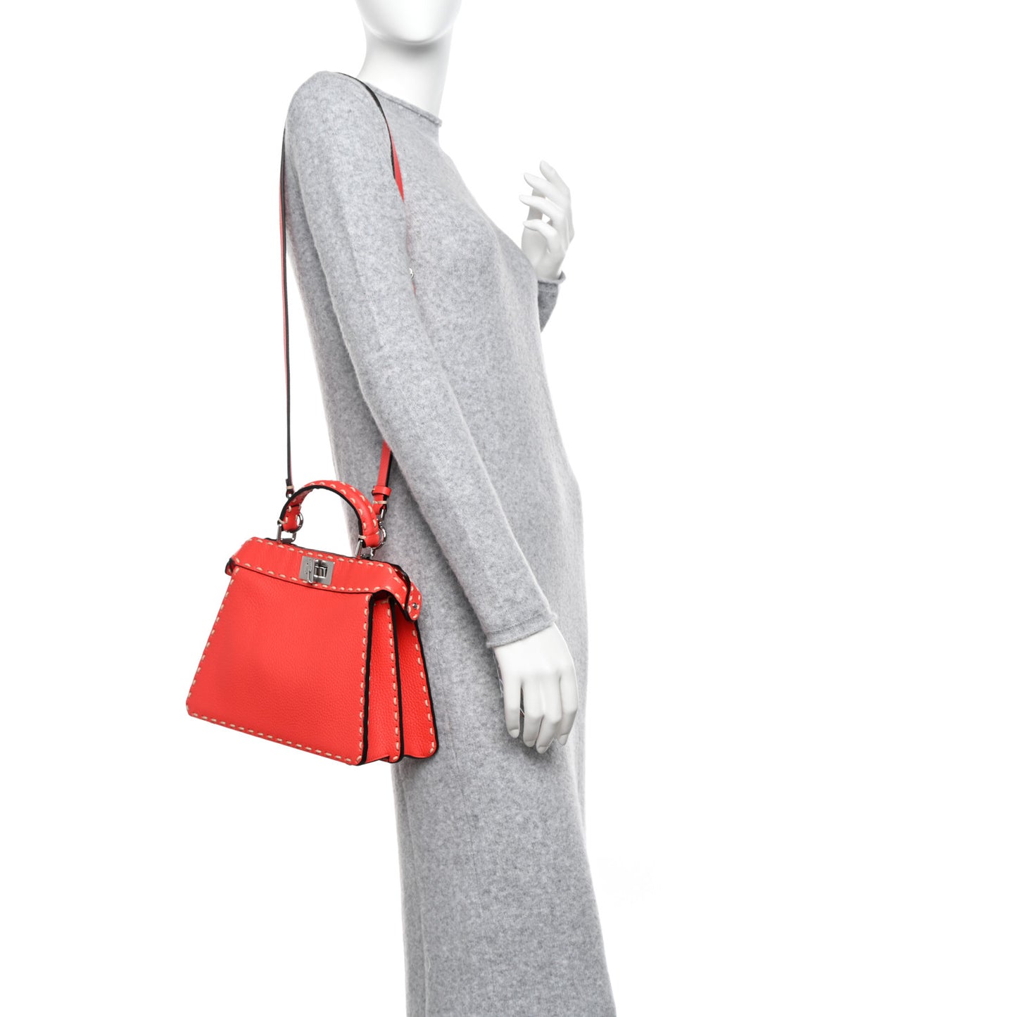 Vitello Granato Camoscio Selleria Macro Stitchings Small Peekaboo I SEE U Satchel Tullipano