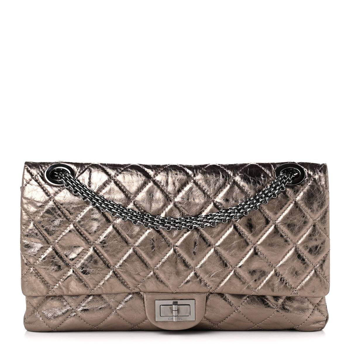 Chanel Metallic Aged Calfskin Quilted 2.55 Reissue 228 Flap Dark Silver 1 of 11