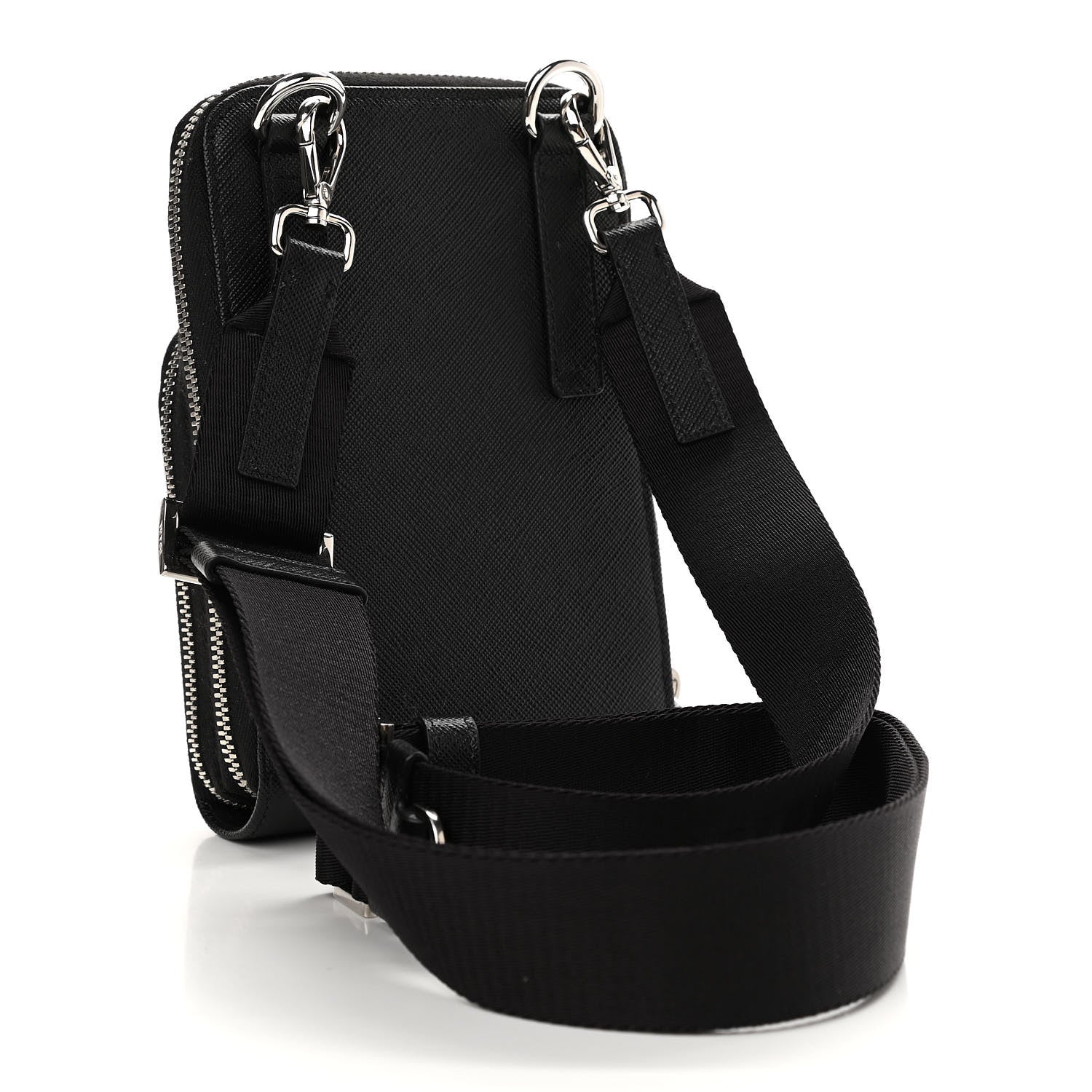 Prada Saffiano Phone Crossbody Pouch Black 2 of 9