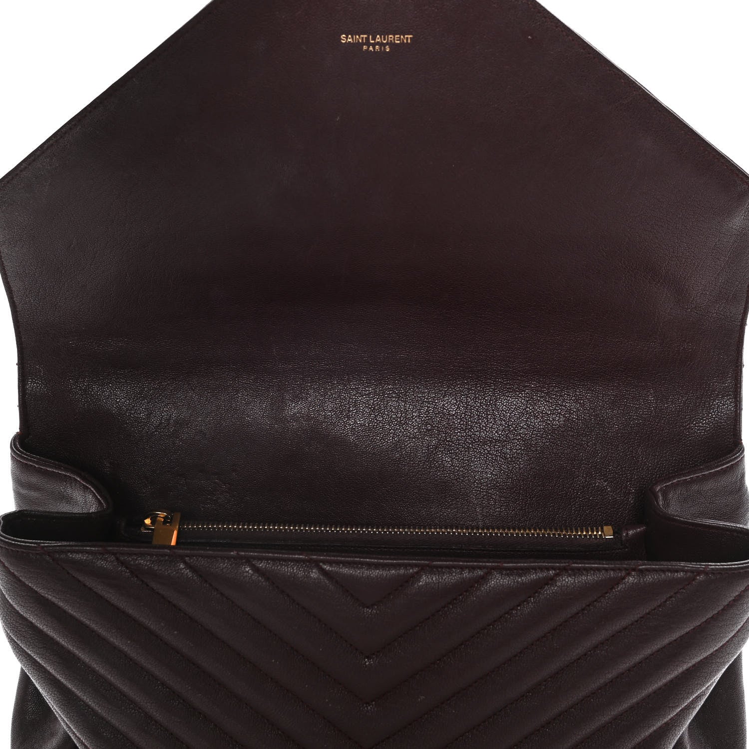 Saint Laurent Sheepskin Matelasse Chevron Monogram Large College Satchel Bordeaux 14 of 24