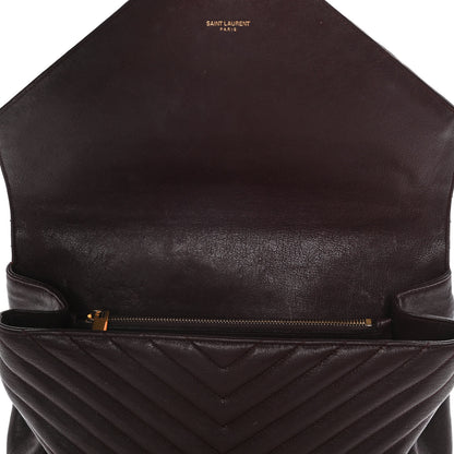 Saint Laurent Sheepskin Matelasse Chevron Monogram Large College Satchel Bordeaux 14 of 24