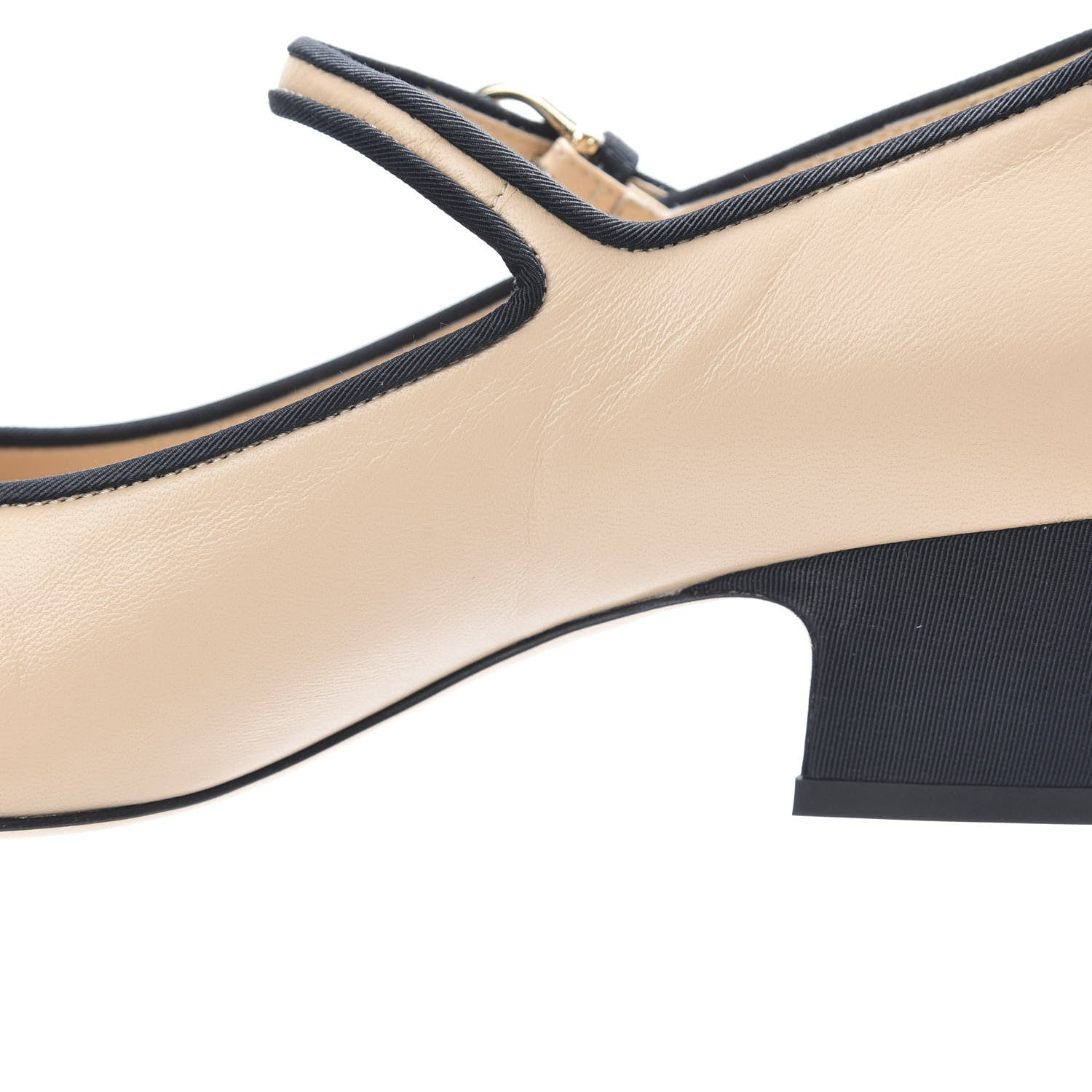 Chanel Lambskin Grosgrain Cap Toe Pumps 38.5 Beige Black 8 of 10