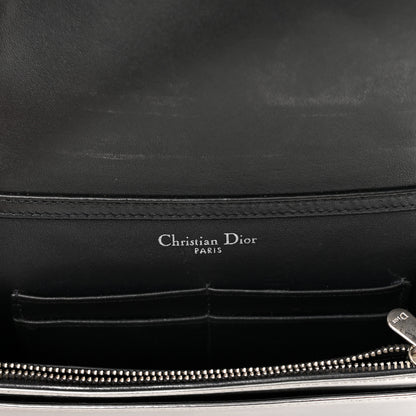 Christian Dior Metallic Patent Micro-Cannage Diorama Wallet on Chain Pouch Silver 6 of 11