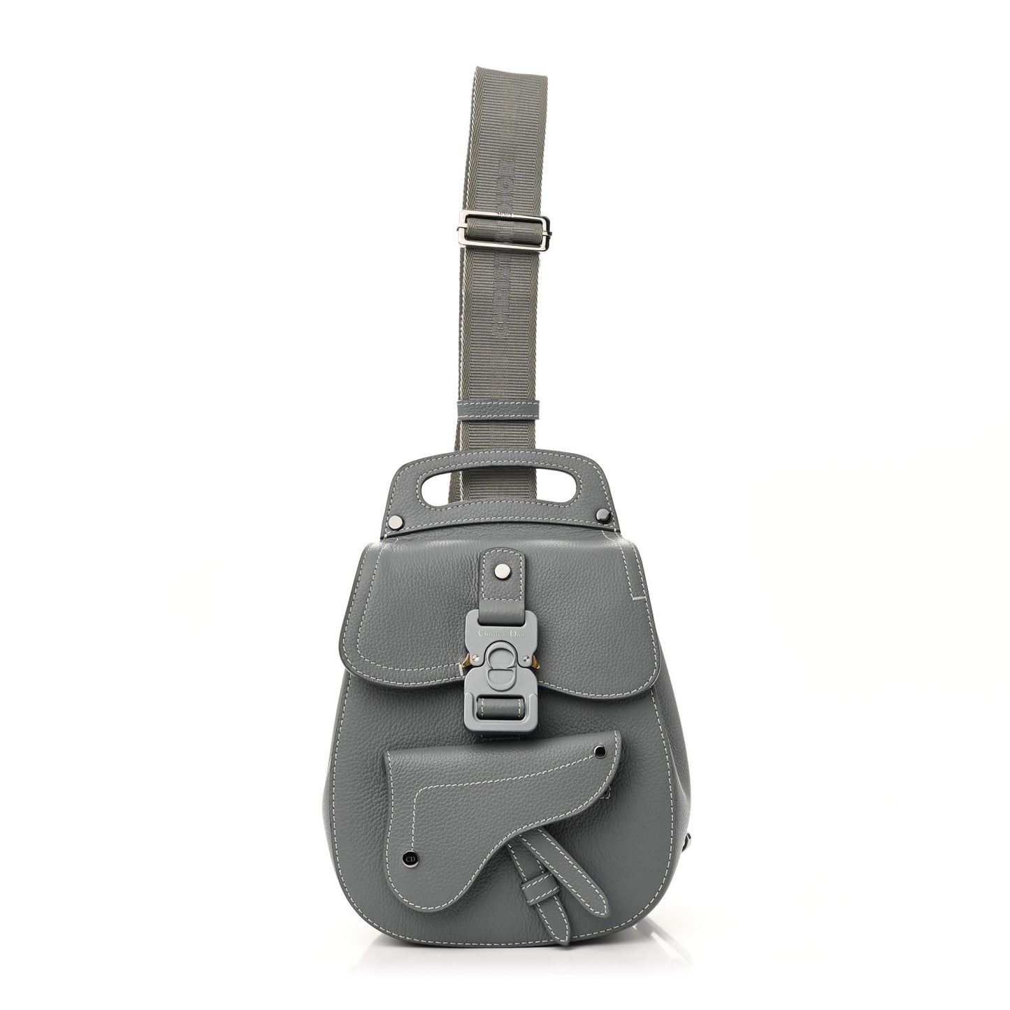 Grained Calfskin Mini Gallop Sling Bag Grey