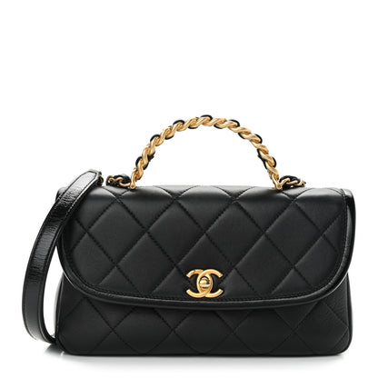 Chanel Lambskin Quilted Small La Parisienne Top Handle Flap Black 1 of 11