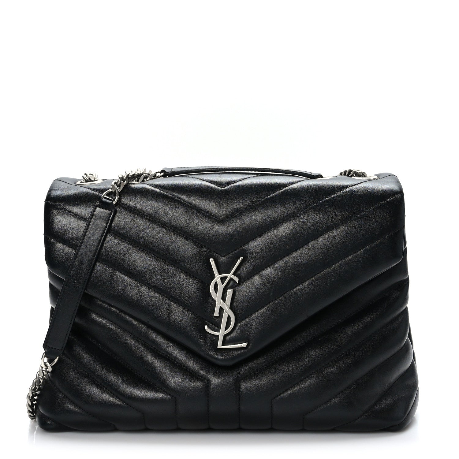 Saint Laurent Calfskin Y Quilted Monogram Medium Loulou Chain Satchel Black 1 of 11
