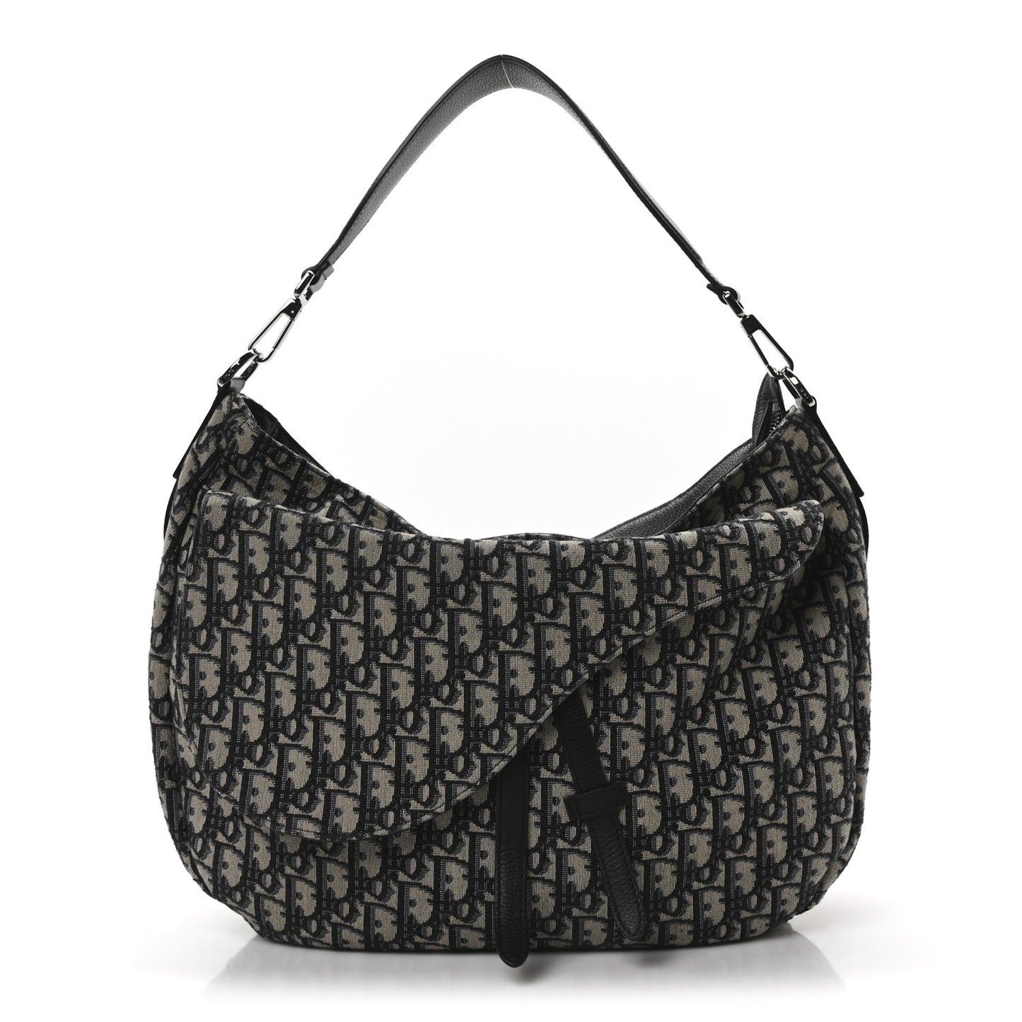 Oblique Saddle Soft Bag Beige Black