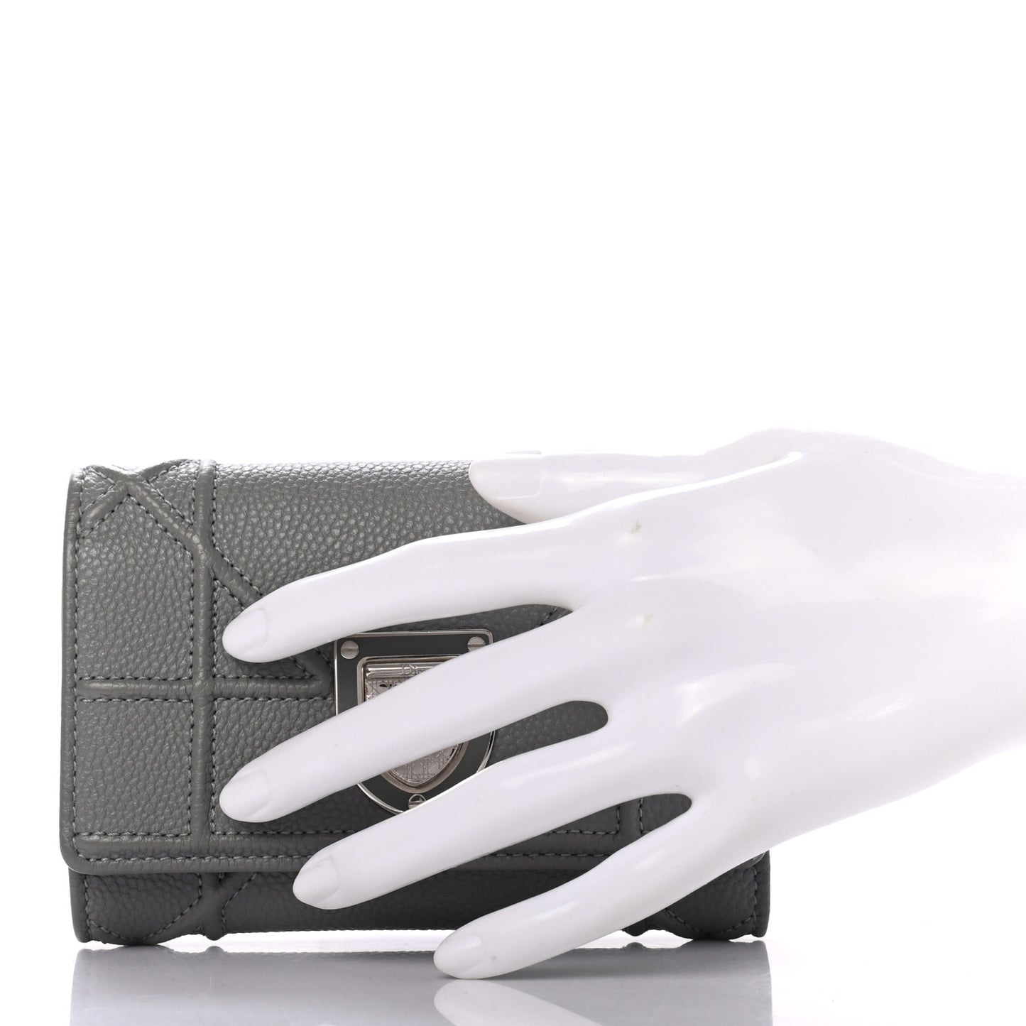Grained Calfskin Cannage Diorama Elancee Wallet Grey